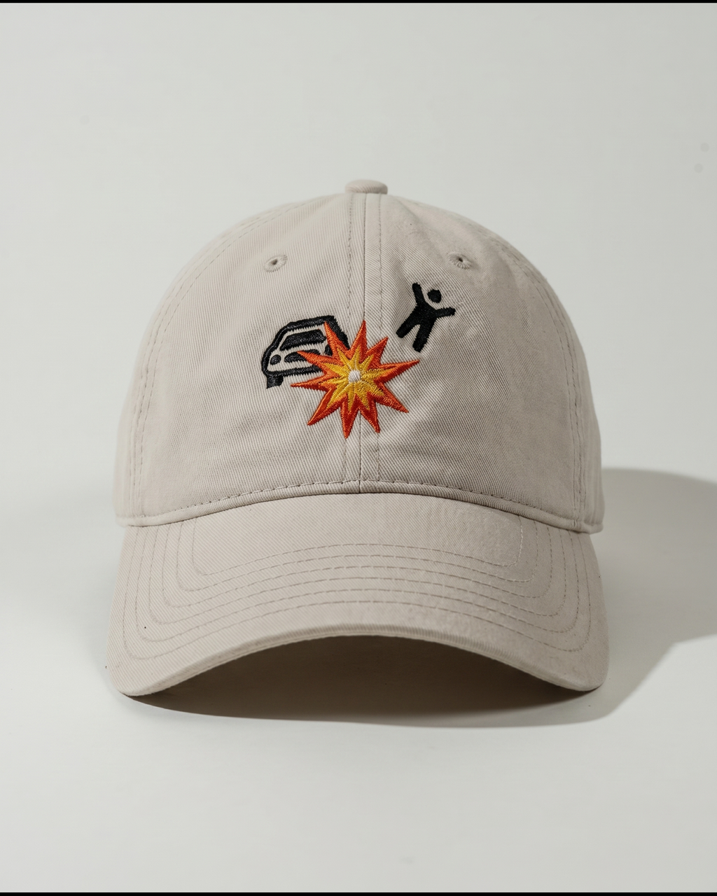 CrashCount embroidered khaki cap front product photo