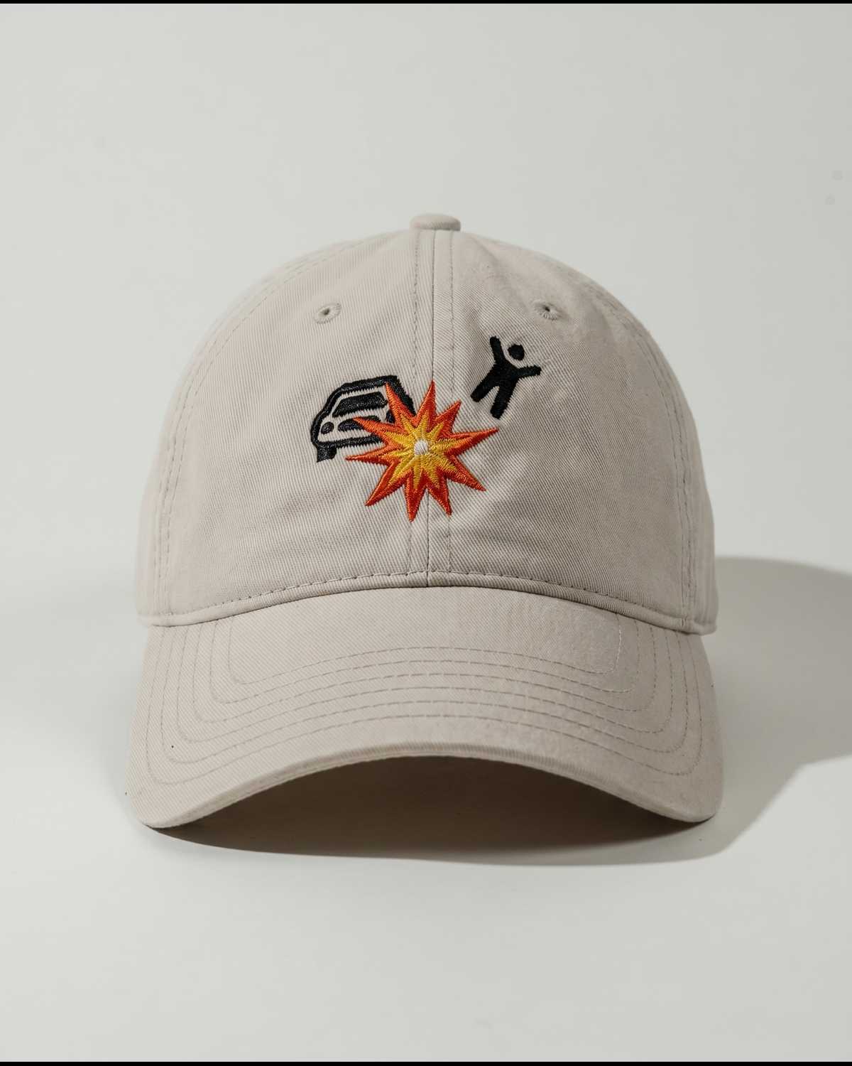 CrashCount embroidered khaki cap front product photo