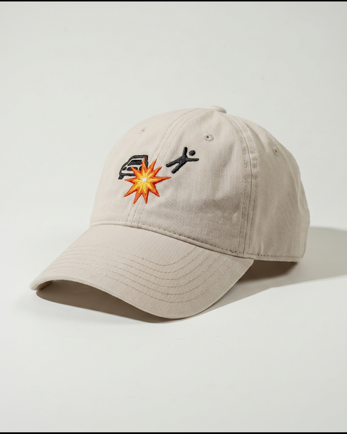 CrashCount embroidered khaki cap three-quarter product photo