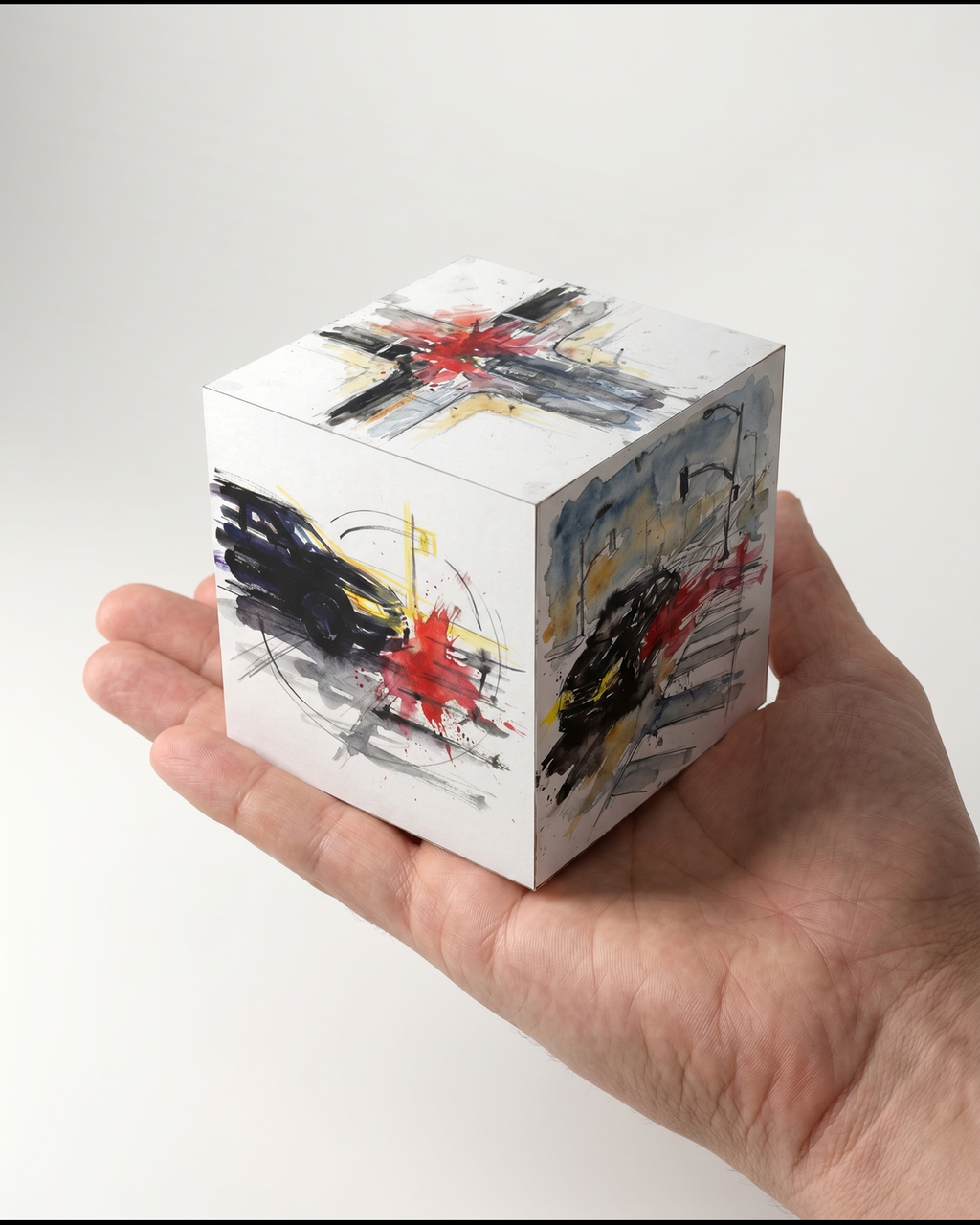 CRASHCUBE resting on an open palm for scale, collision 4621295