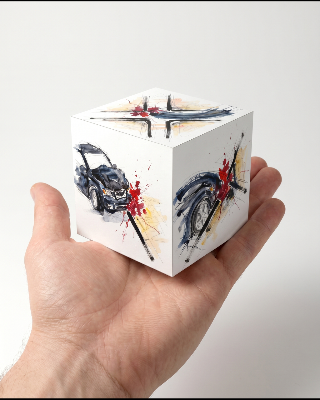 CRASHCUBE resting on an open palm for scale, collision 4903217