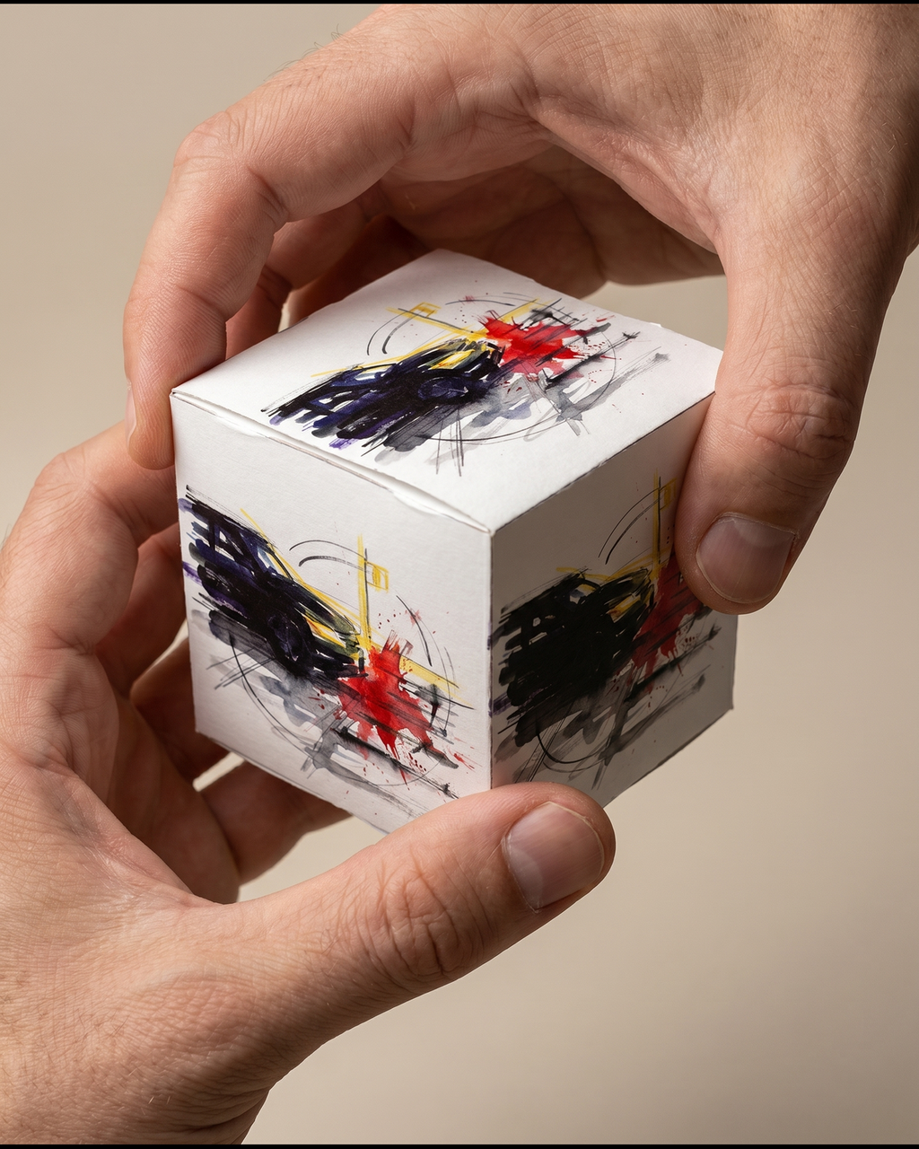 CRASHCUBE held between adult hands for scale, collision 4621295