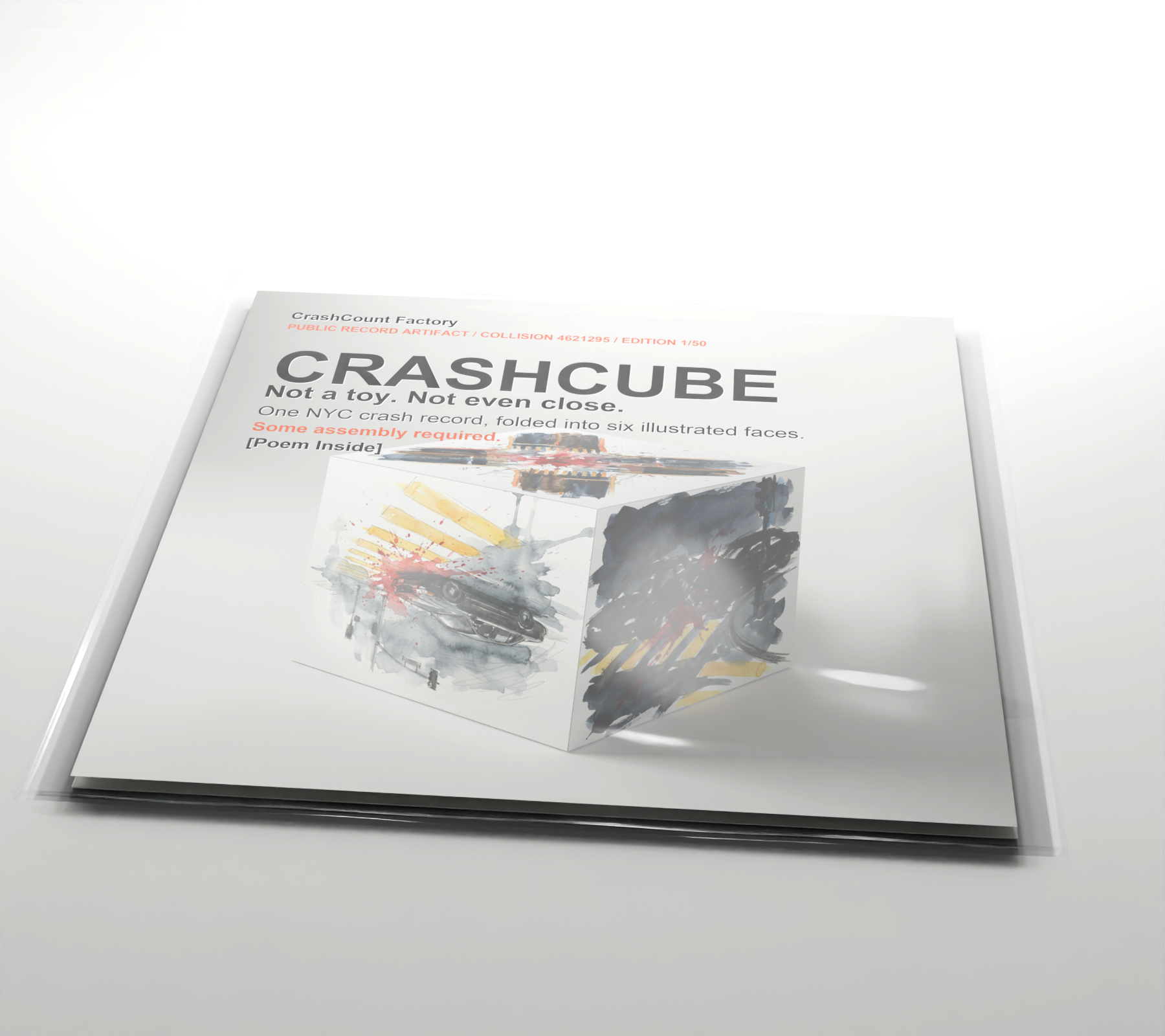 CRASHCUBE clear plastic sleeve package shot for collision 4621295