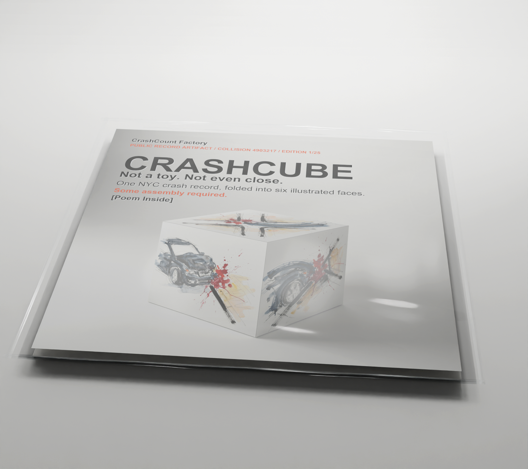 CRASHCUBE clear plastic sleeve package shot for collision 4903217