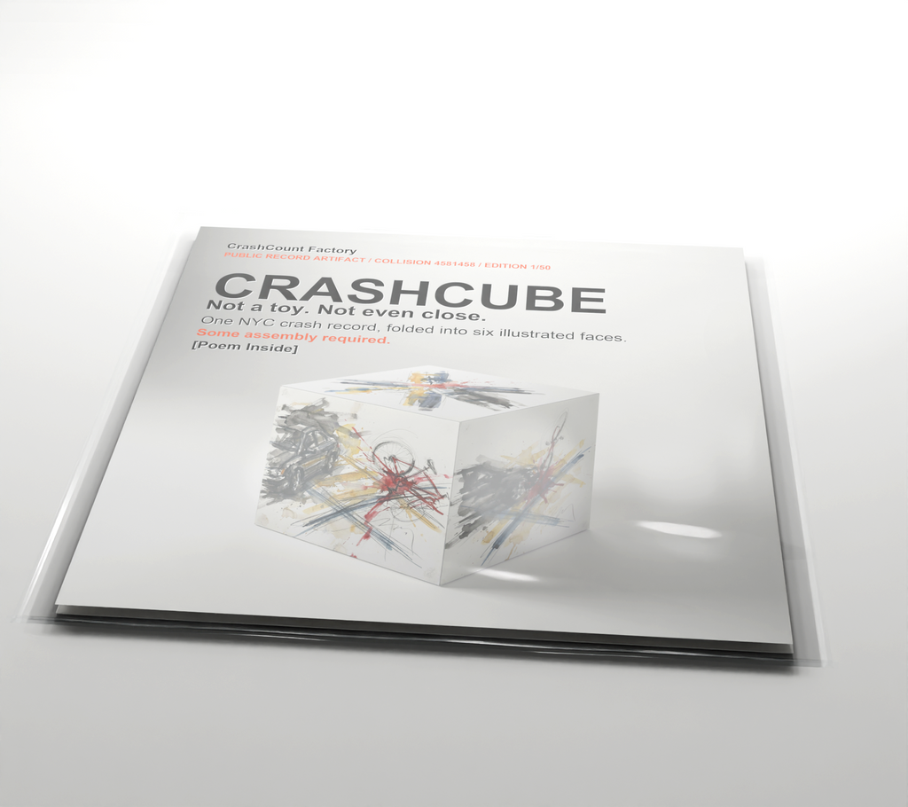 CRASHCUBE clear plastic sleeve package shot for collision 4581458