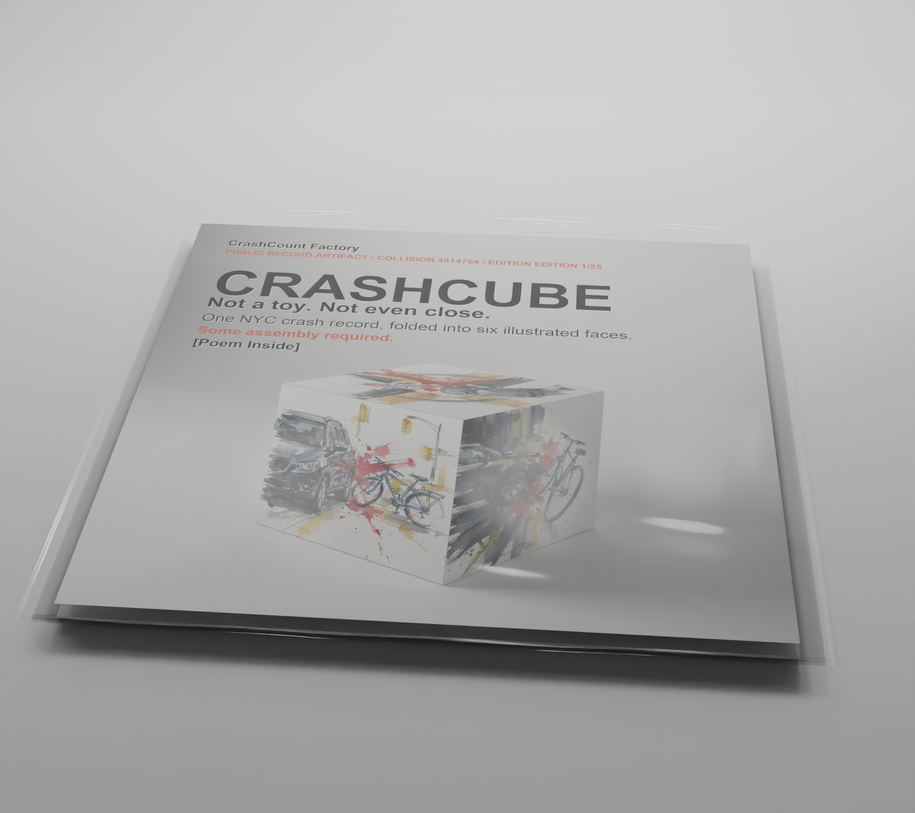 CRASHCUBE clear plastic sleeve package shot for collision 4814764