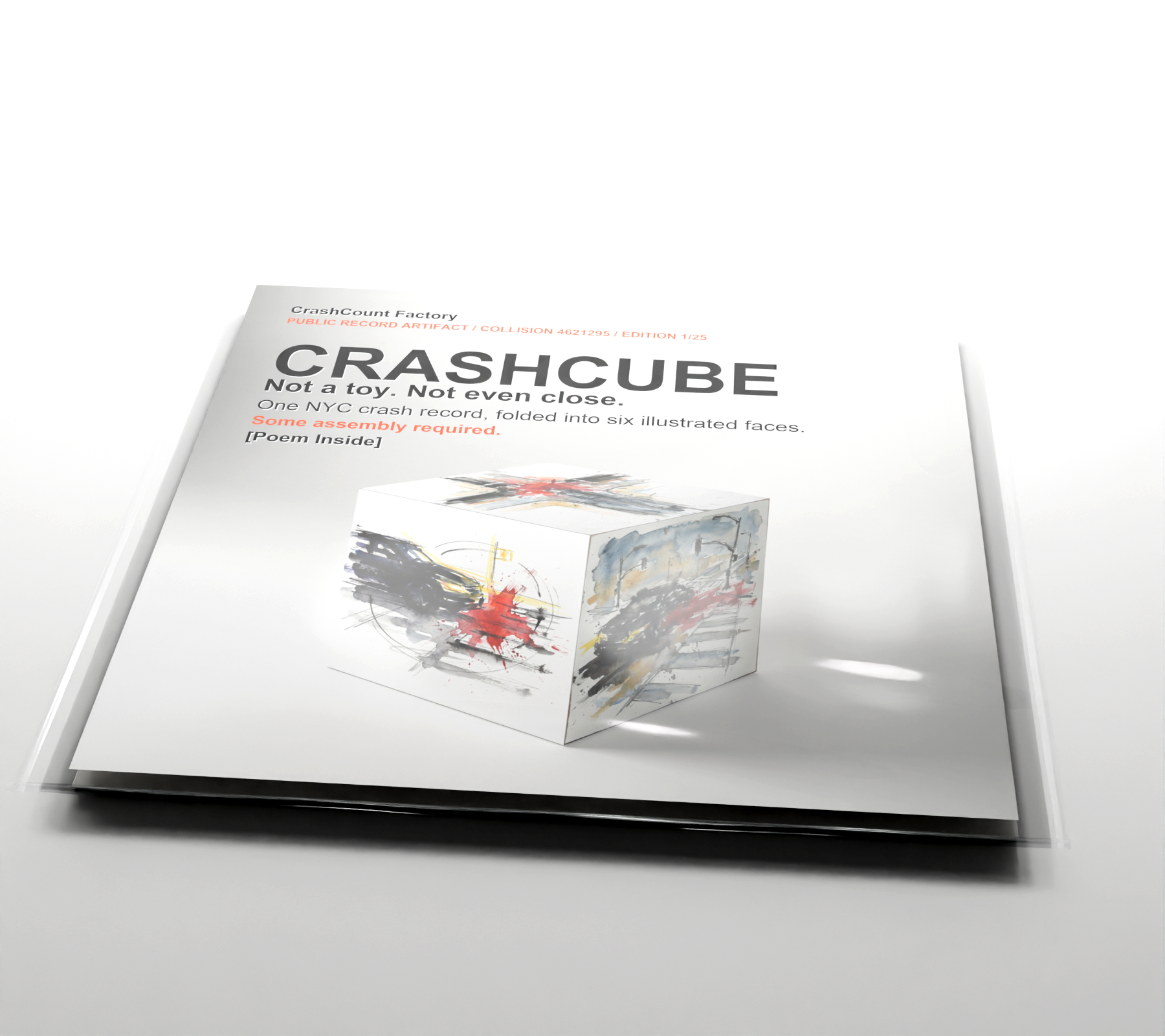 CRASHCUBE clear plastic sleeve package shot for collision 4621295